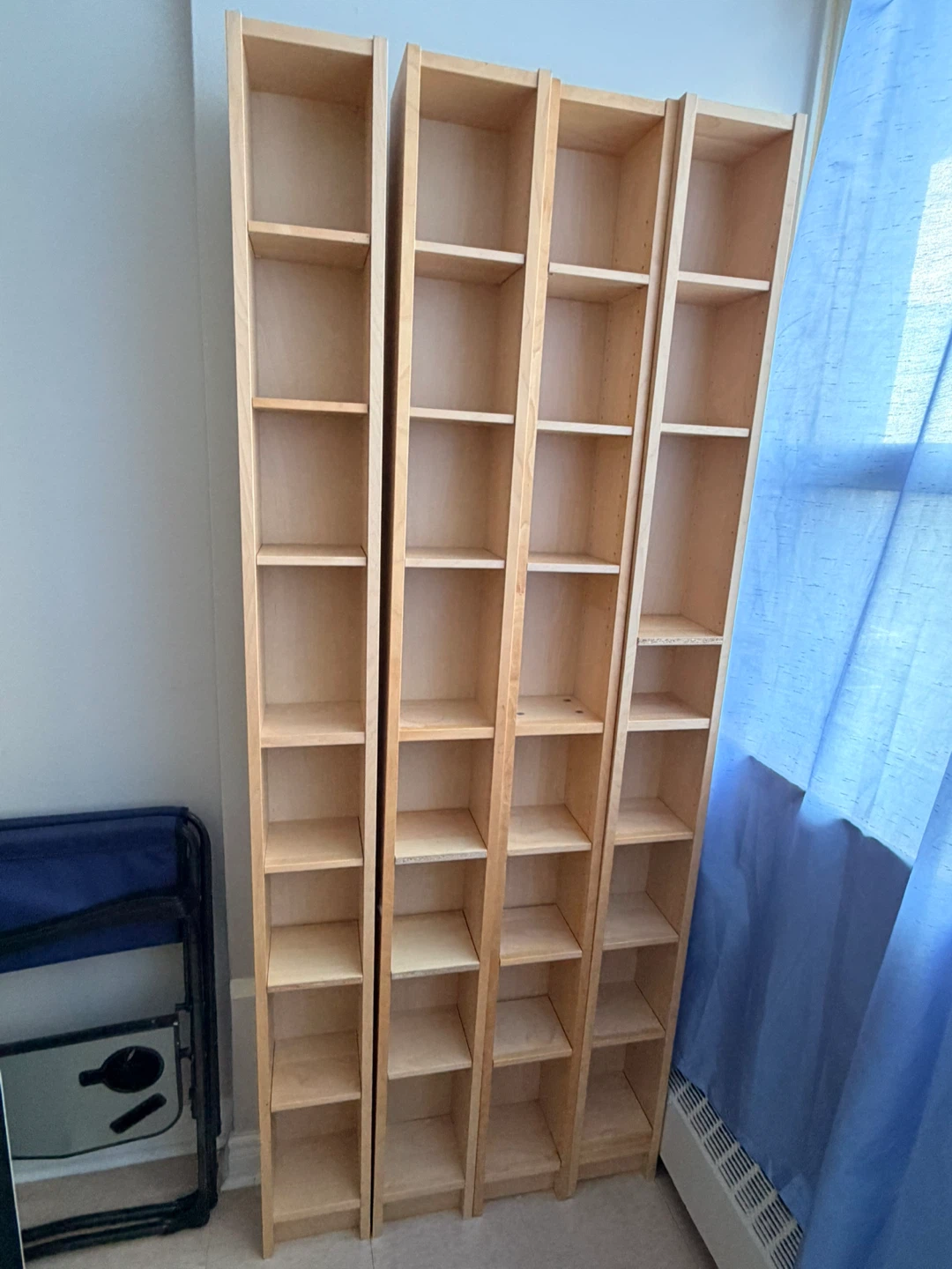 Set of 3 Tall Wooden Bookshelves