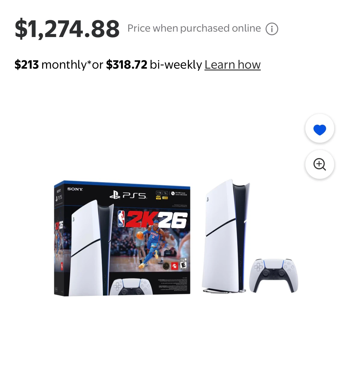 Sony PlayStation 5 Disc Console NBA 2K26 Bundle