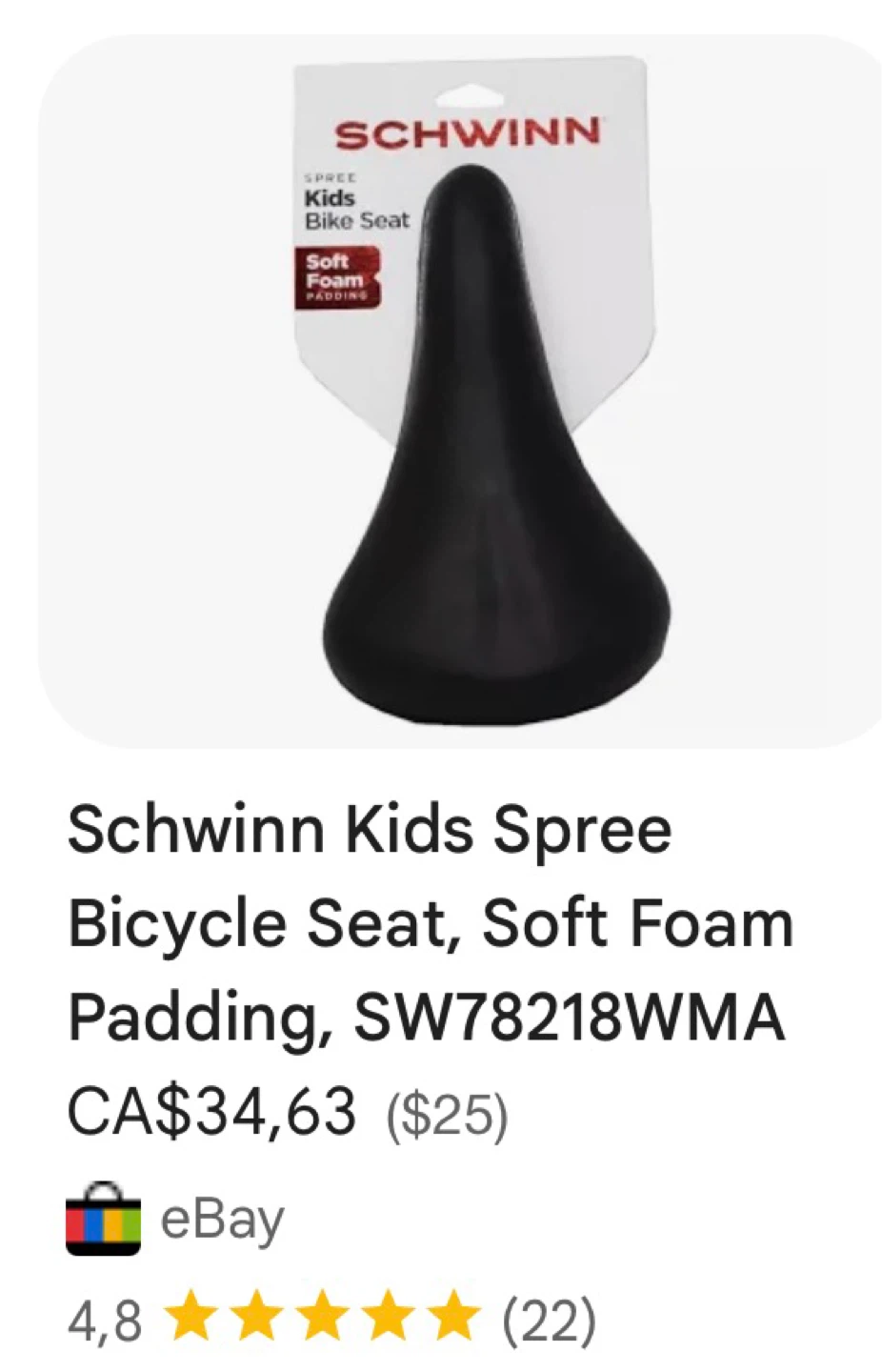 NEW - Schwinn Kids Bike Seat Soft Foam Padding - photo 2