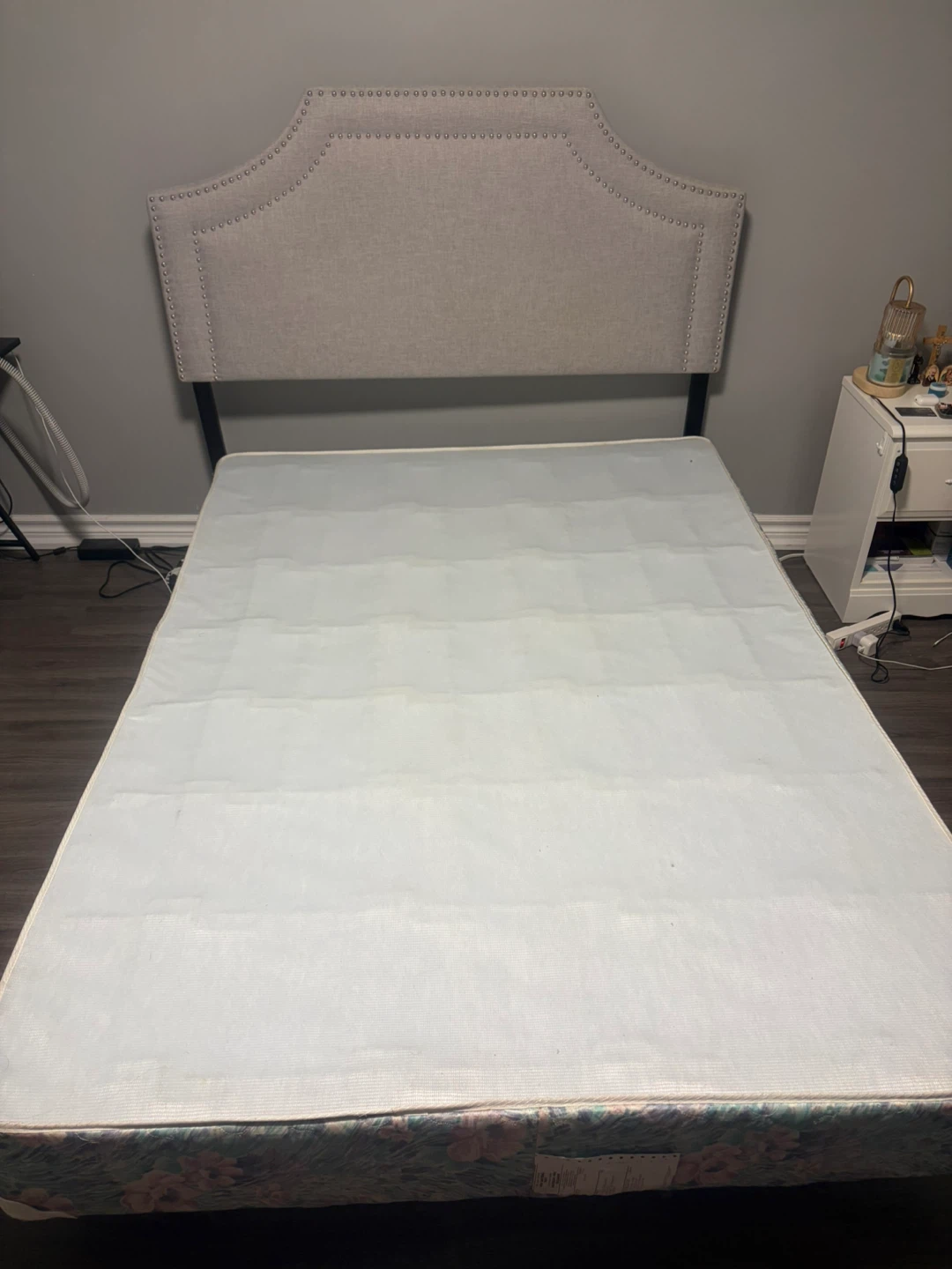 Double/ Full Bed Frame with Upholstered Headboard & Box Spring. - photo 2