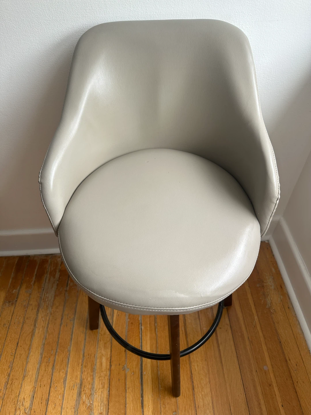Grey Faux Leather Swivel Bar Stool