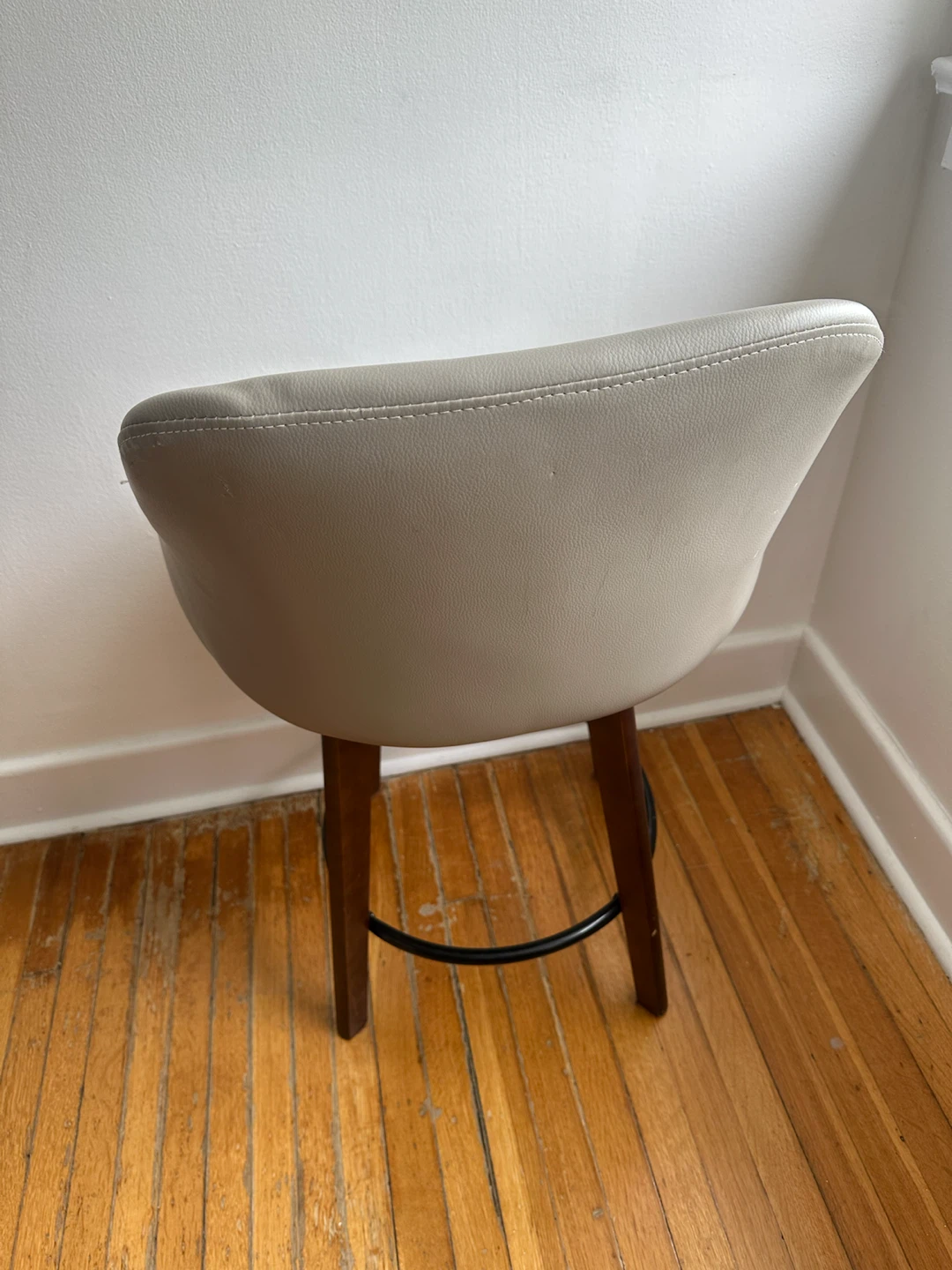 Grey Faux Leather Swivel Bar Stool - photo 2