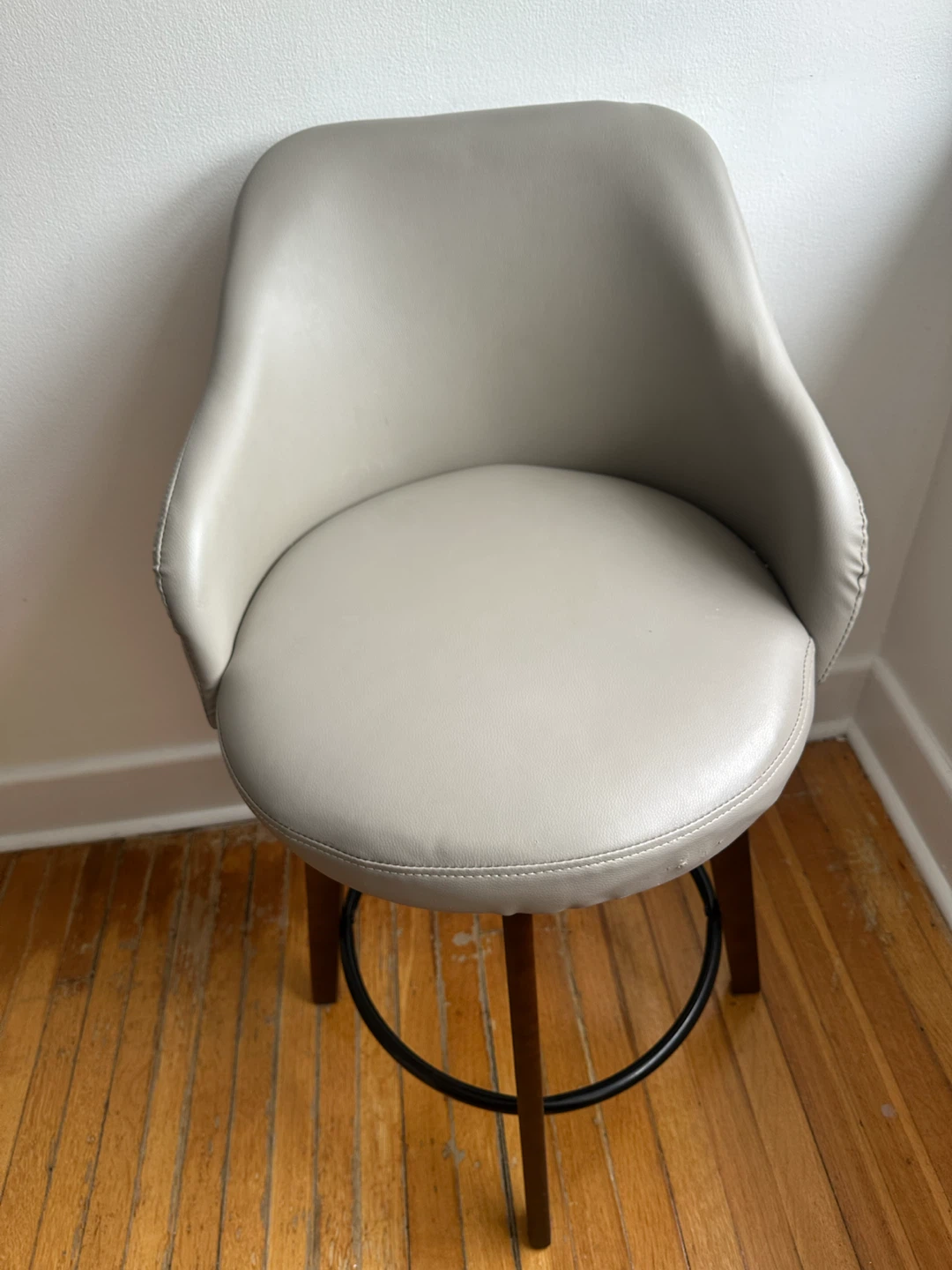 Grey Faux Leather Swivel Bar Stool - photo 3