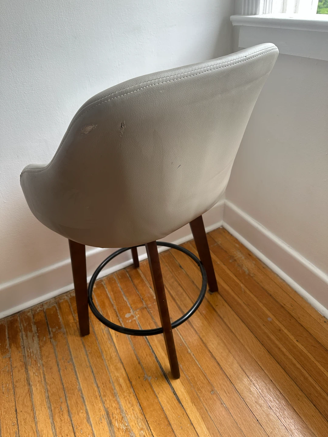 Grey Faux Leather Swivel Bar Stool - photo 4