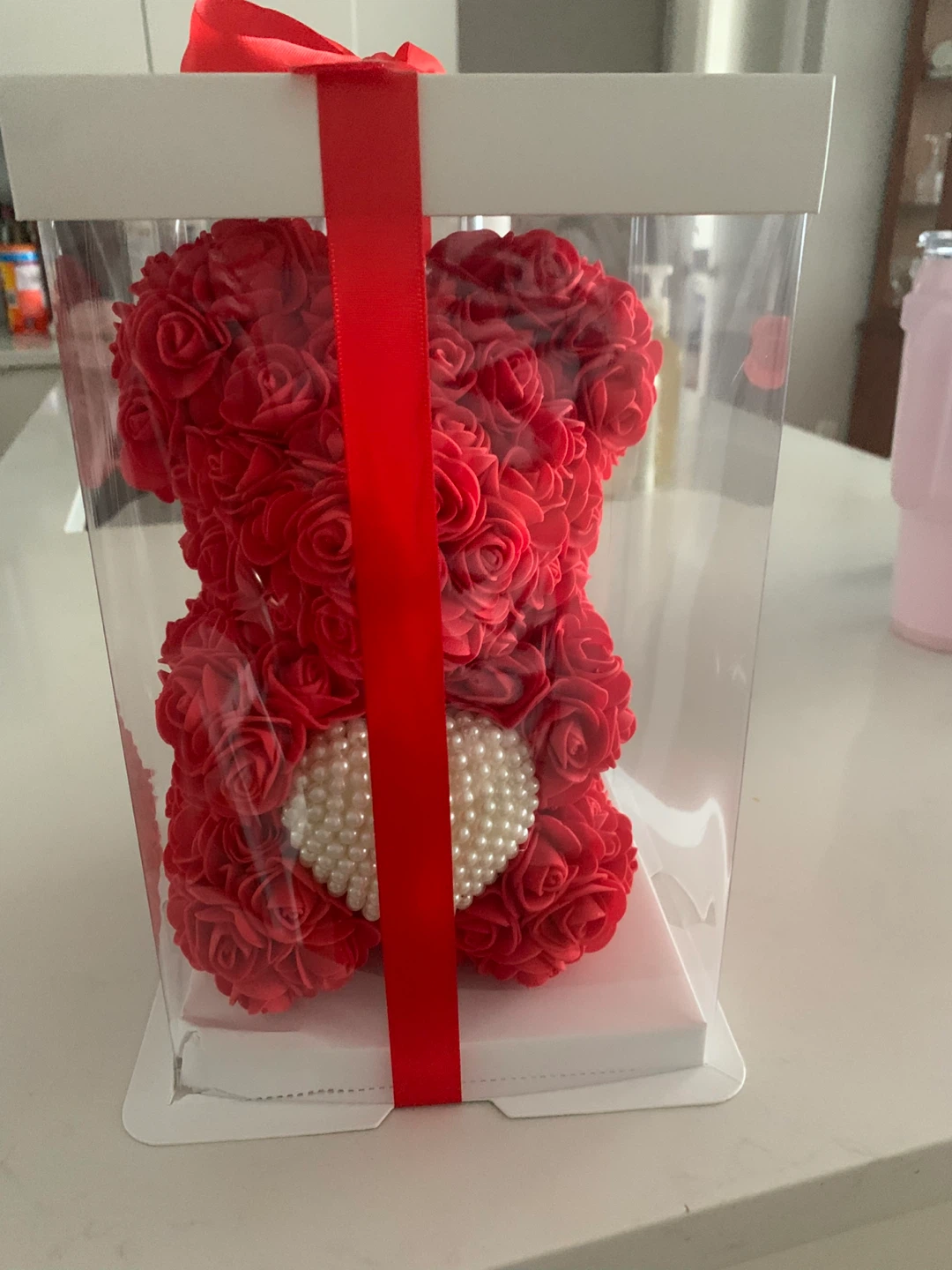 Red Rose Teddy Bear with Heart Accent