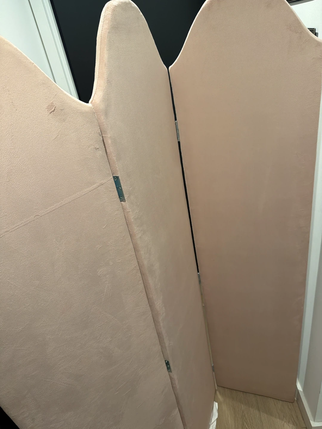 Pink Velvet 3-Panel Room Divider Screen