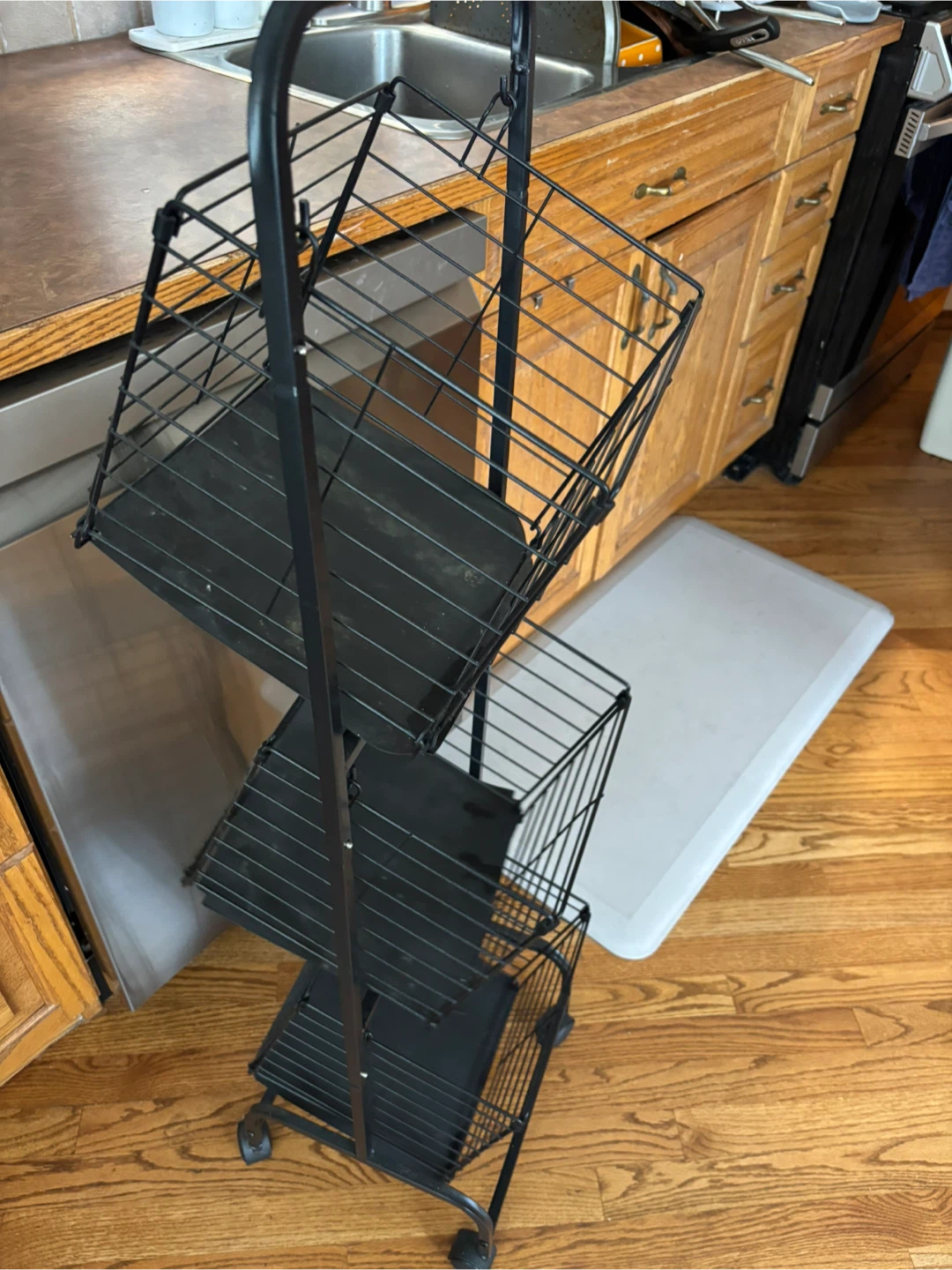 Black 4-Tier Wire Rolling Storage Cart