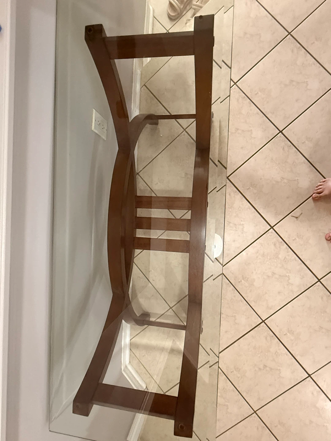 Glass Top Console Table with Wooden Base - photo 2