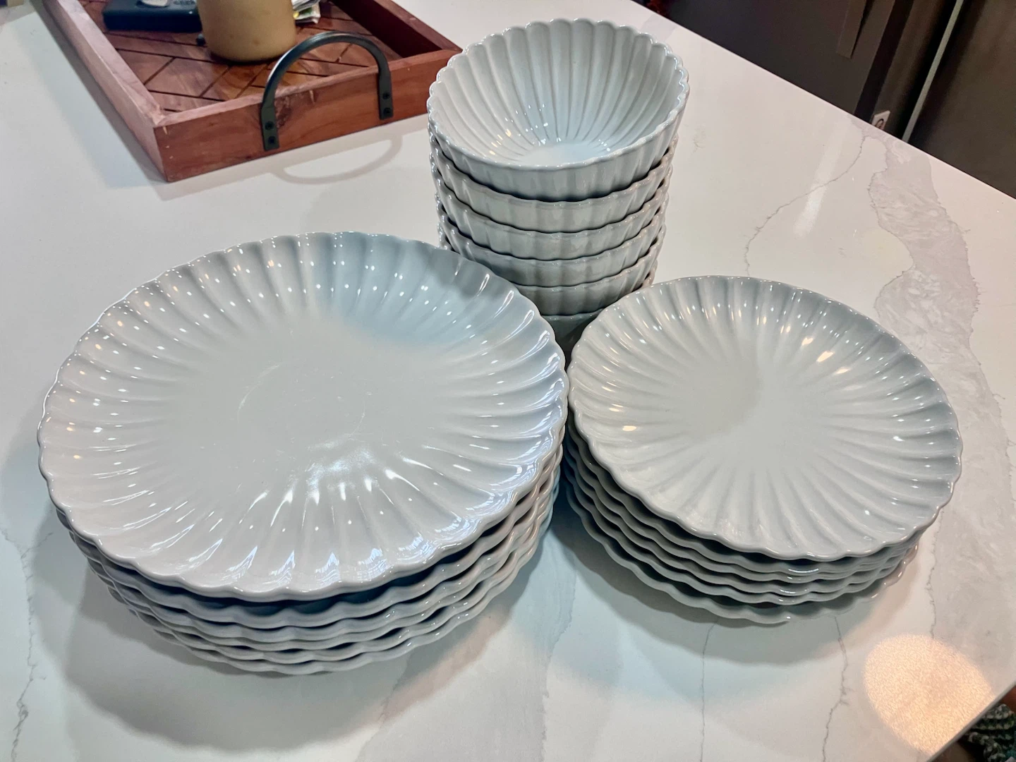 White Fluted Dinner & Side Plates and Bowls Set - photo 4