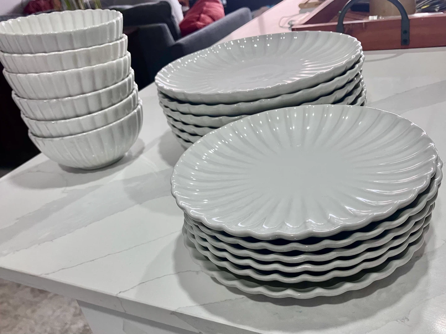 White Fluted Dinner & Side Plates and Bowls Set - photo 5
