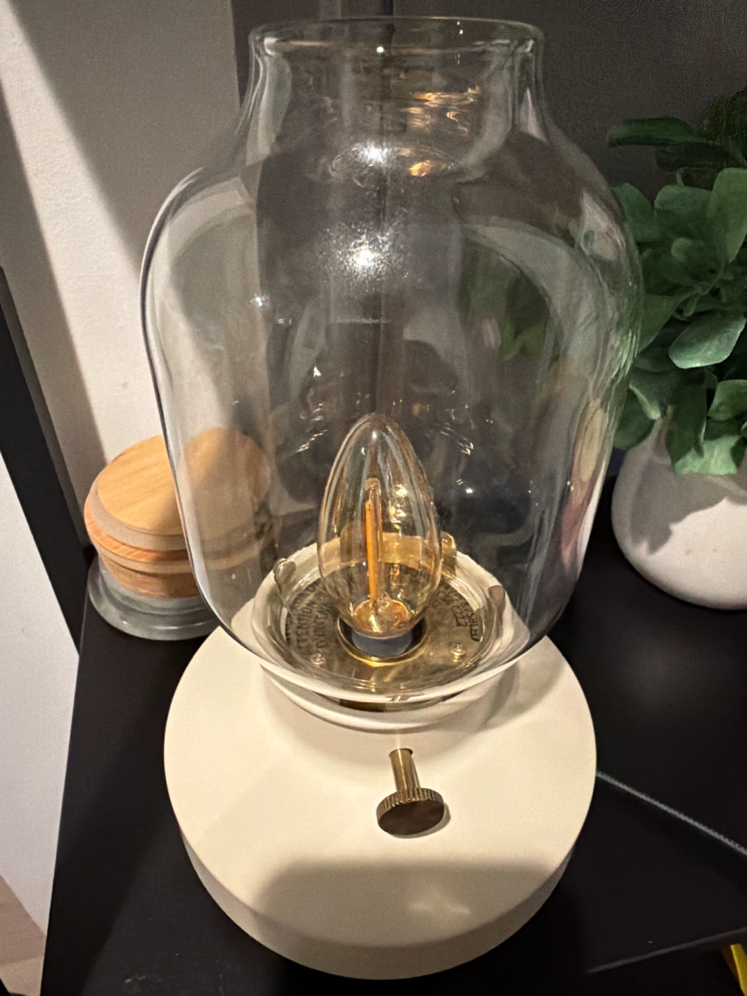 Cream and Glass Table Lamp