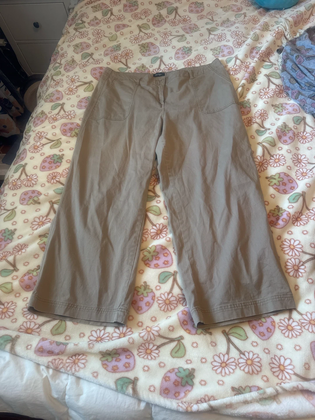 Lord & Taylor Women's Wide Leg Cropped Pants Khaki Size 16