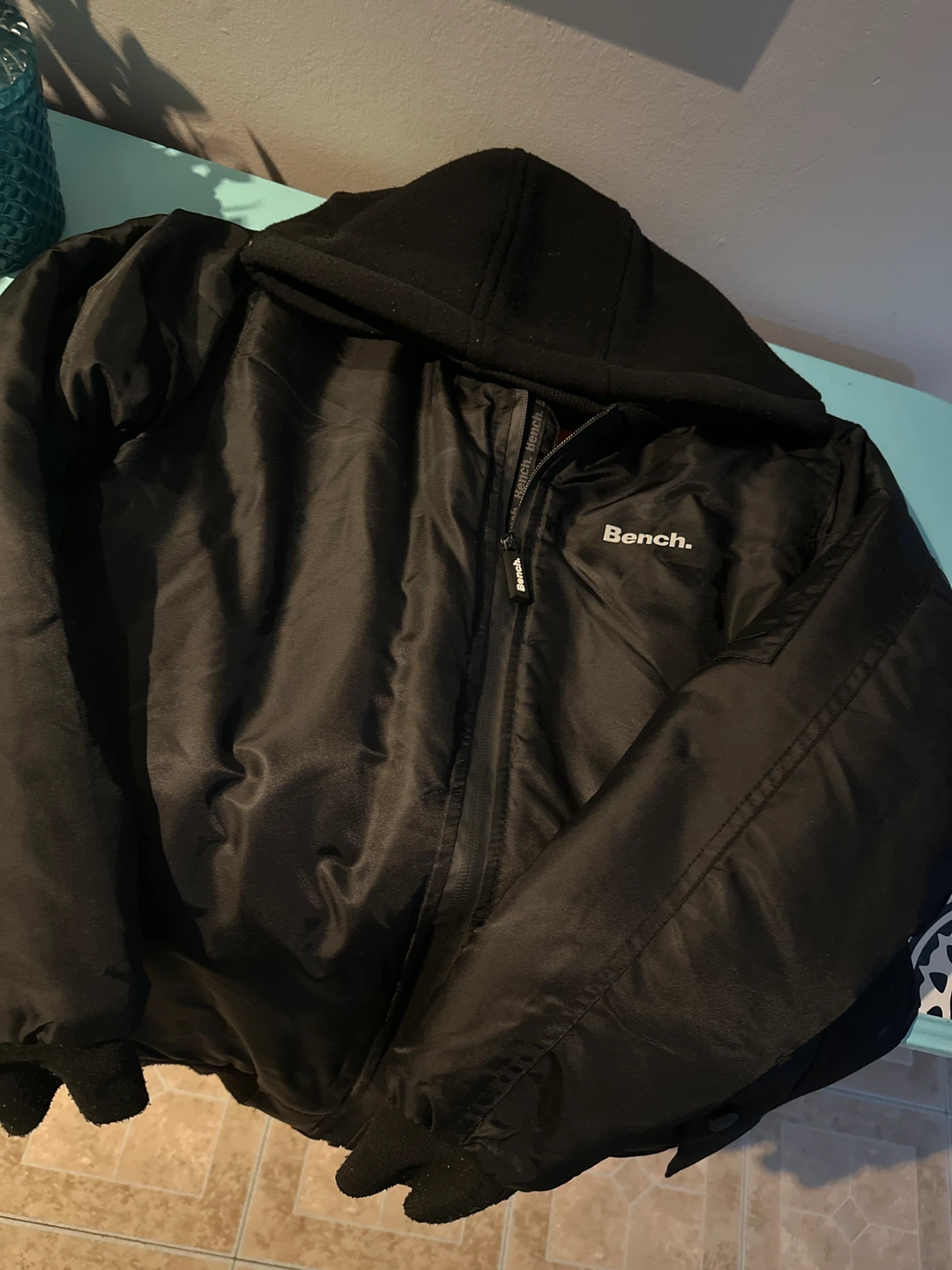Bench. Black Hooded Bomber Jacket