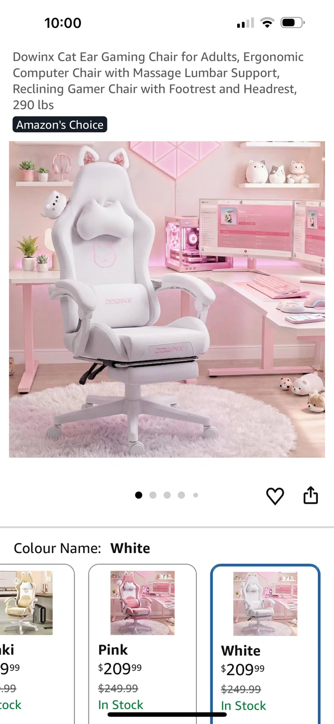 Dowinx Cat Gaming Chair - White - photo 4