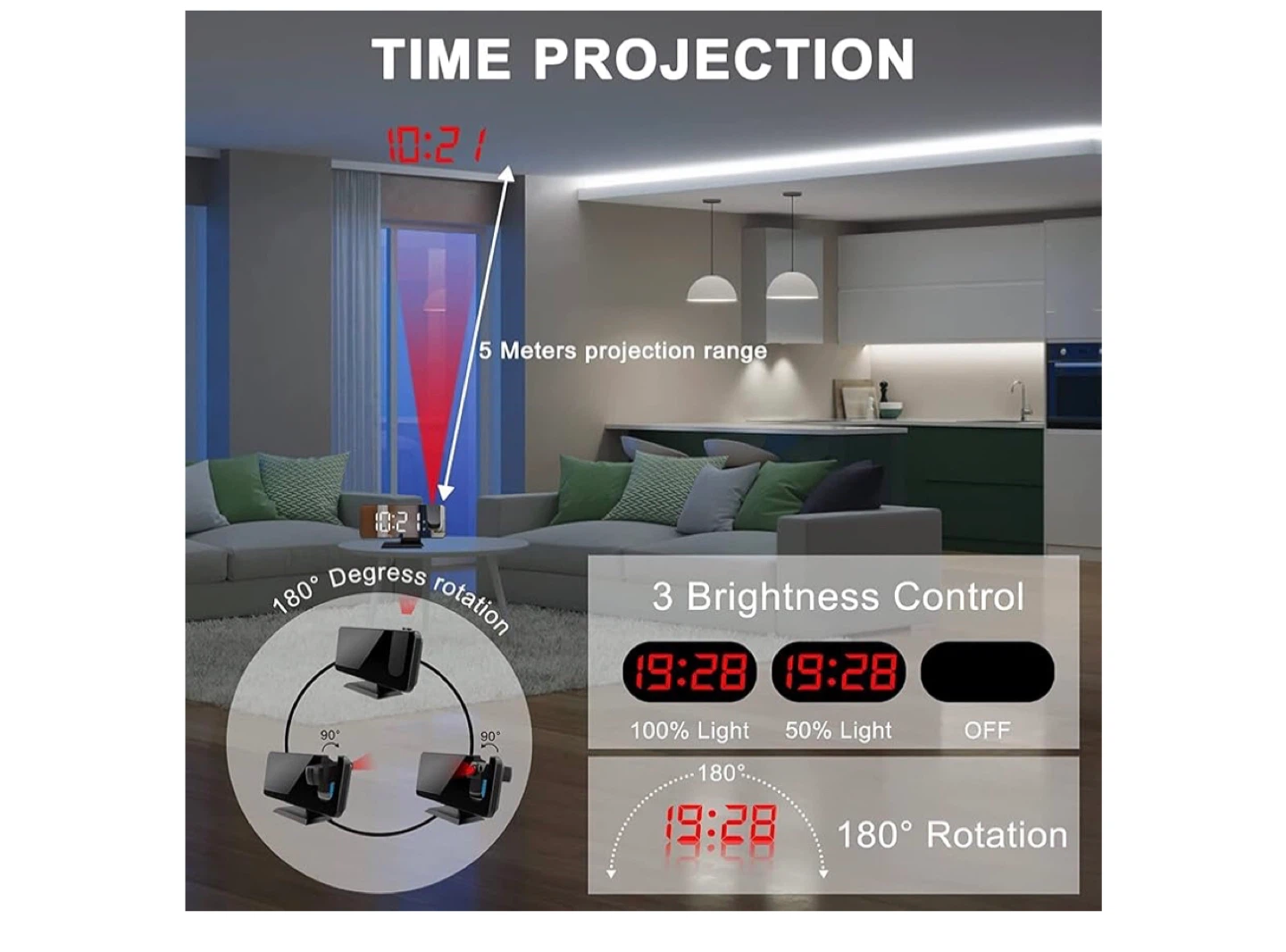 Digital Projection Clock Radio with Thermometer and Humidity - photo 5