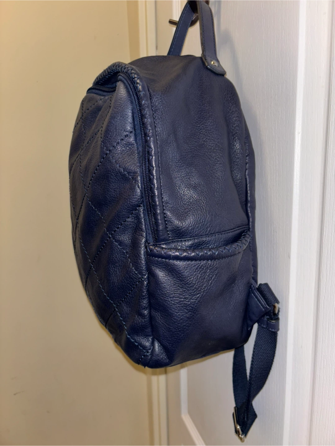KGB STUDIO Quilted Navy Blue Leather Backpack - photo 3