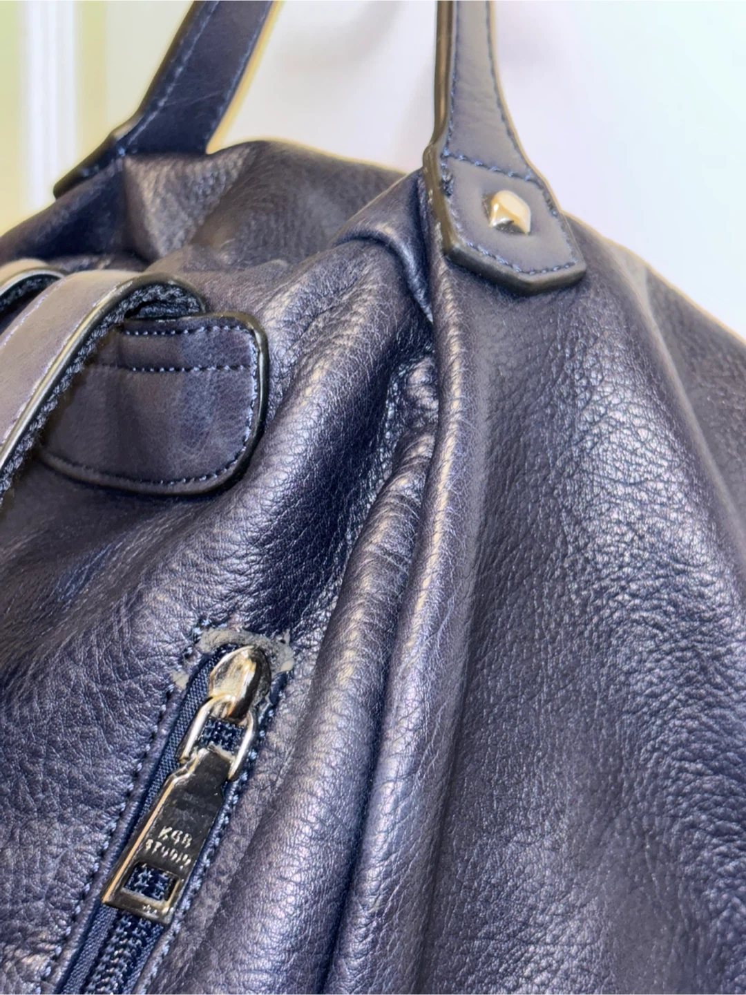 KGB STUDIO Quilted Navy Blue Leather Backpack - photo 5