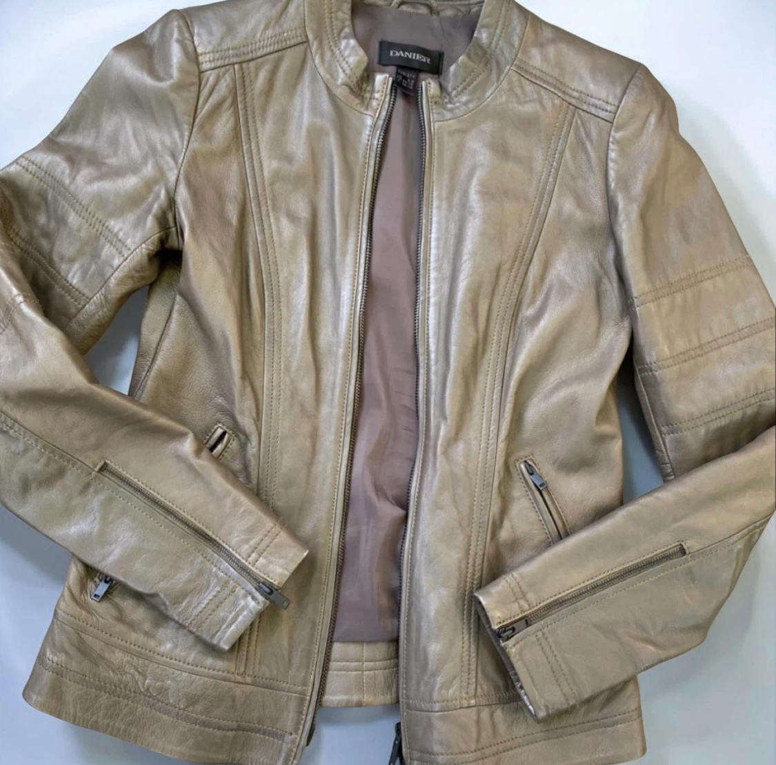 DANIER Leather Brown Jacket, Size 2XS