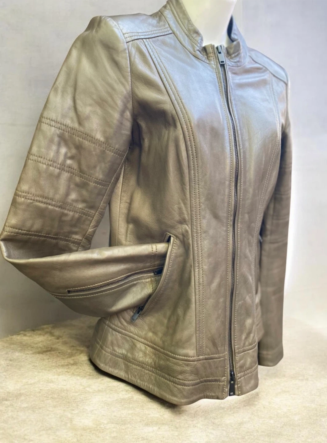 DANIER Leather Brown Jacket, Size 2XS - photo 4