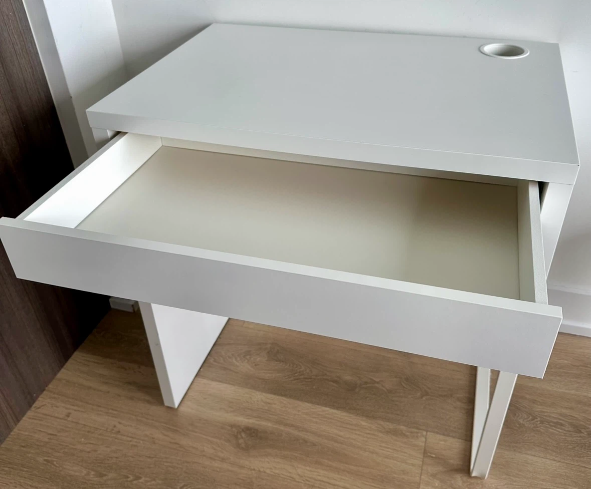 IKEA White Desk with Drawer and Cable Hole - photo 2