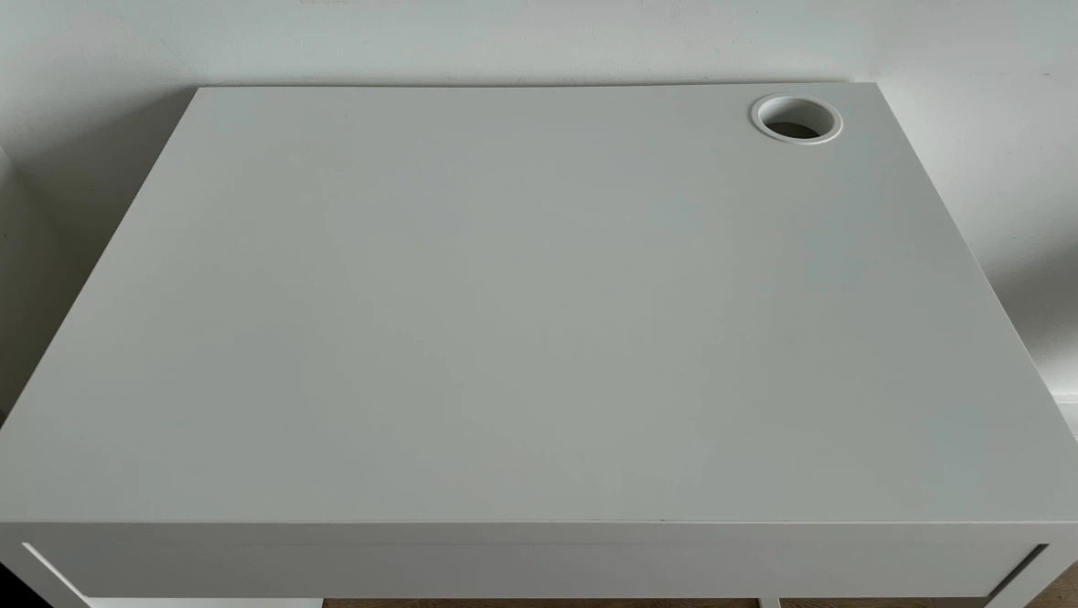 IKEA White Desk with Drawer and Cable Hole - photo 3