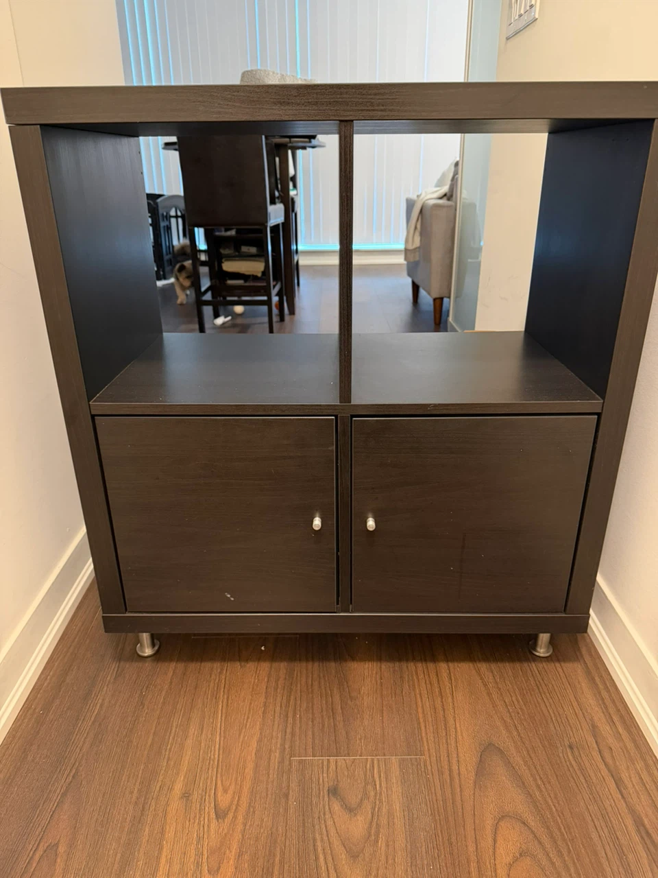 Dark Brown Storage Shelf with Cabinet Doors