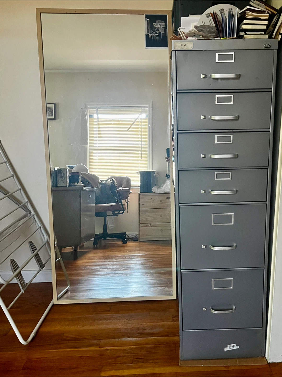 Full Length Standing Mirror with Light Wood Frame