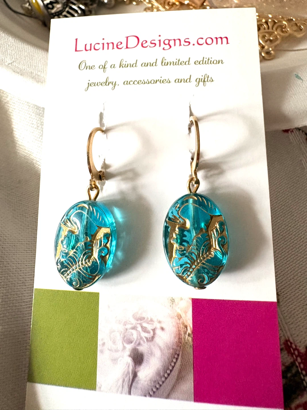 Blue Teal boutique Earrings, new - photo 4