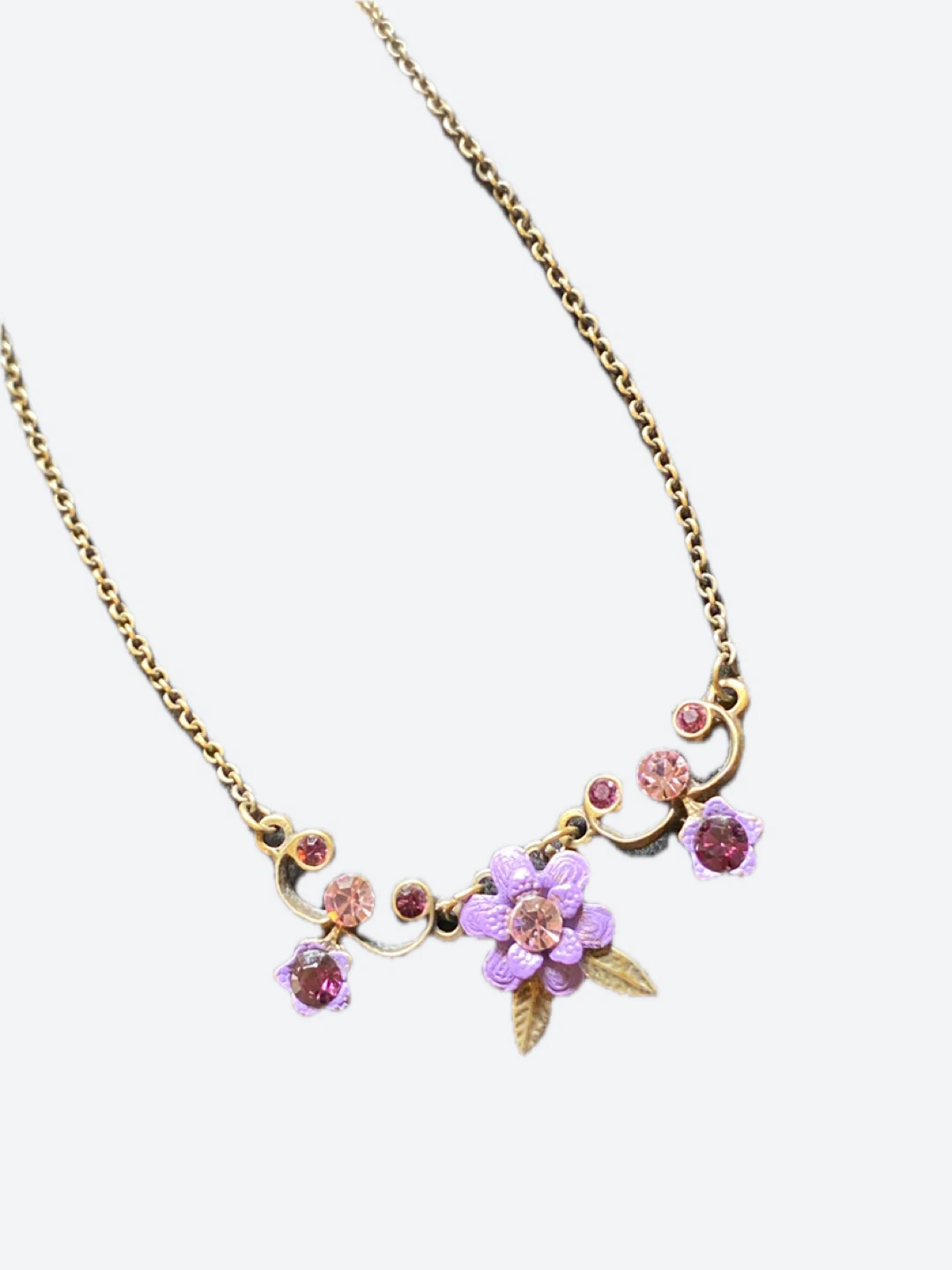 Gold-tone necklace with floral pendant - photo 2