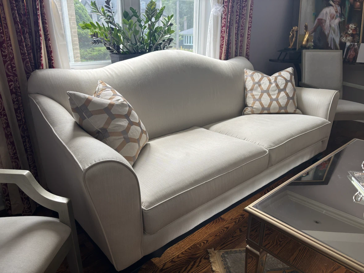 Cream Sofa with Decorative Pillows