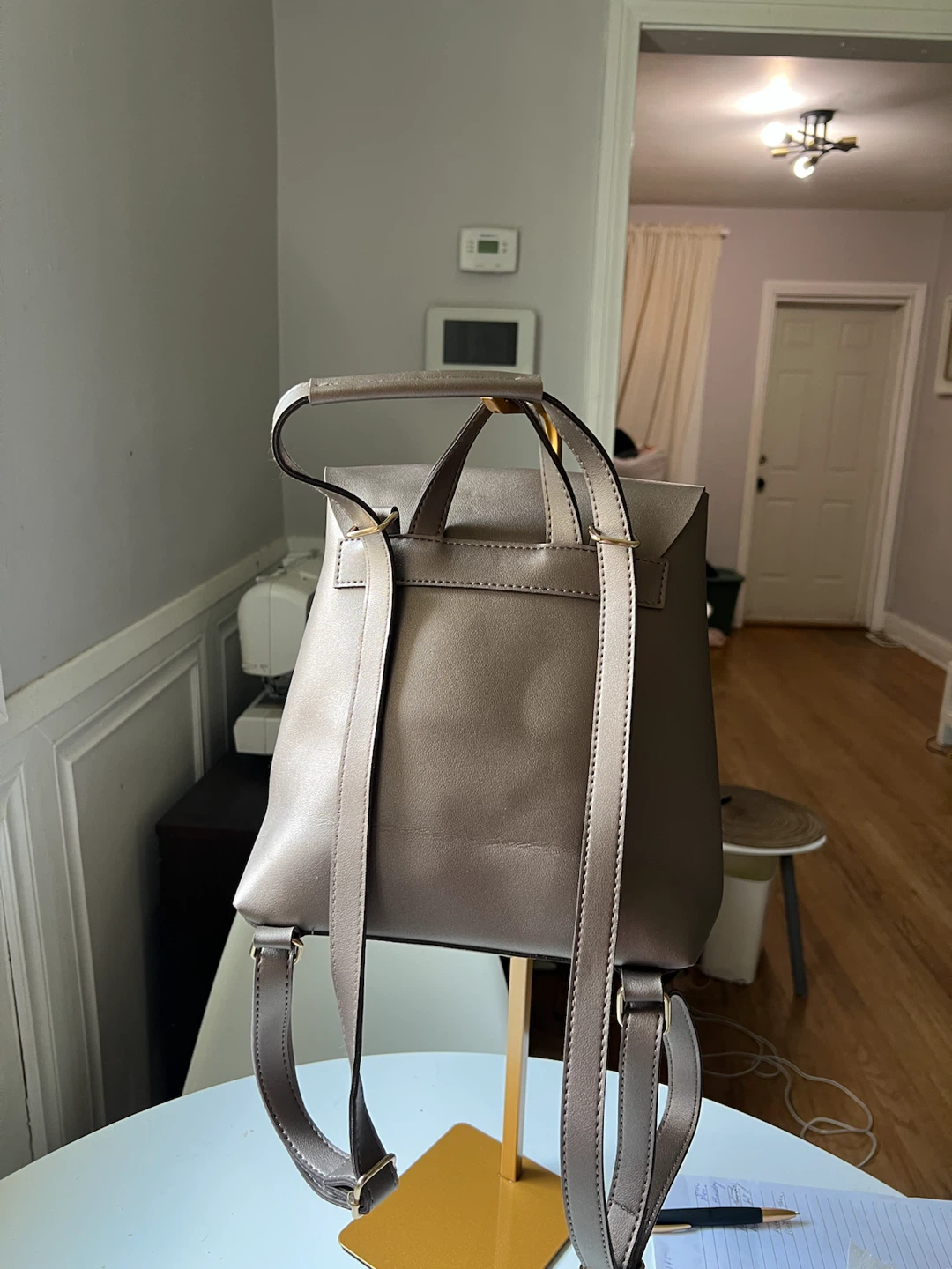 Greyish brown Faux Leather Backpack - photo 3
