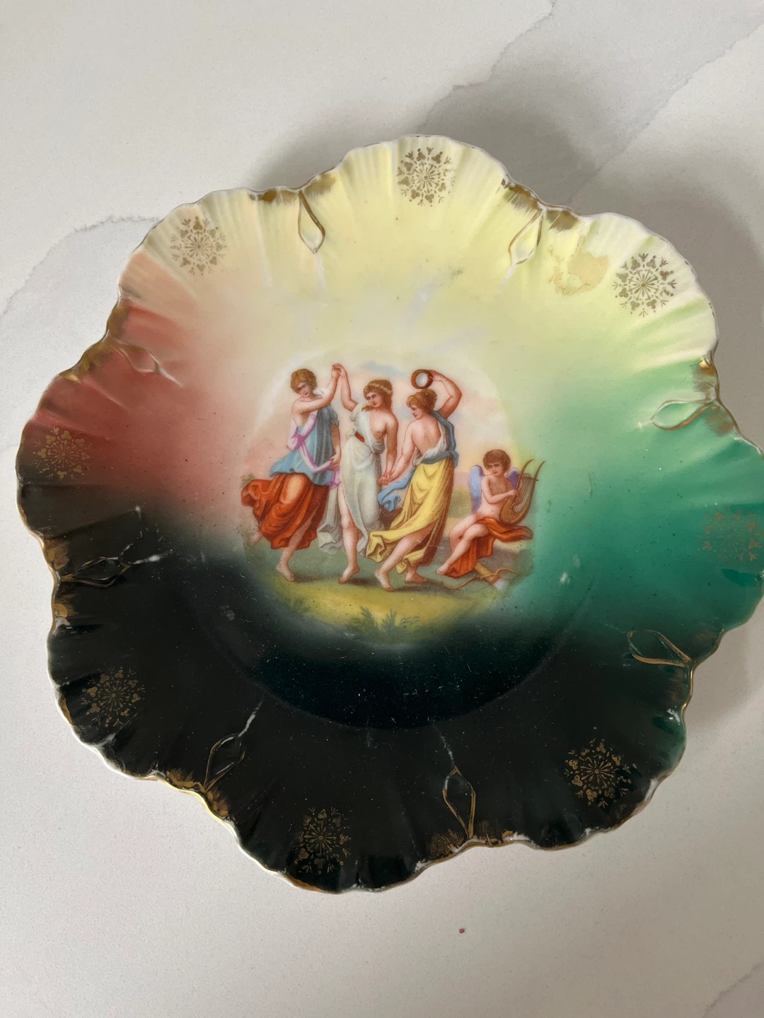 Decorative Viennese Trinket Dish with Cherub and Dancers