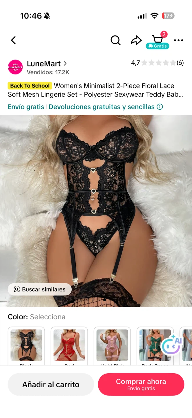 Women's Floral Lace Lingerie Set - Polyester