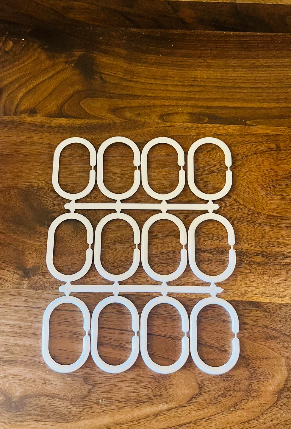 Set of 12 White Plastic Shower Curtain Hooks