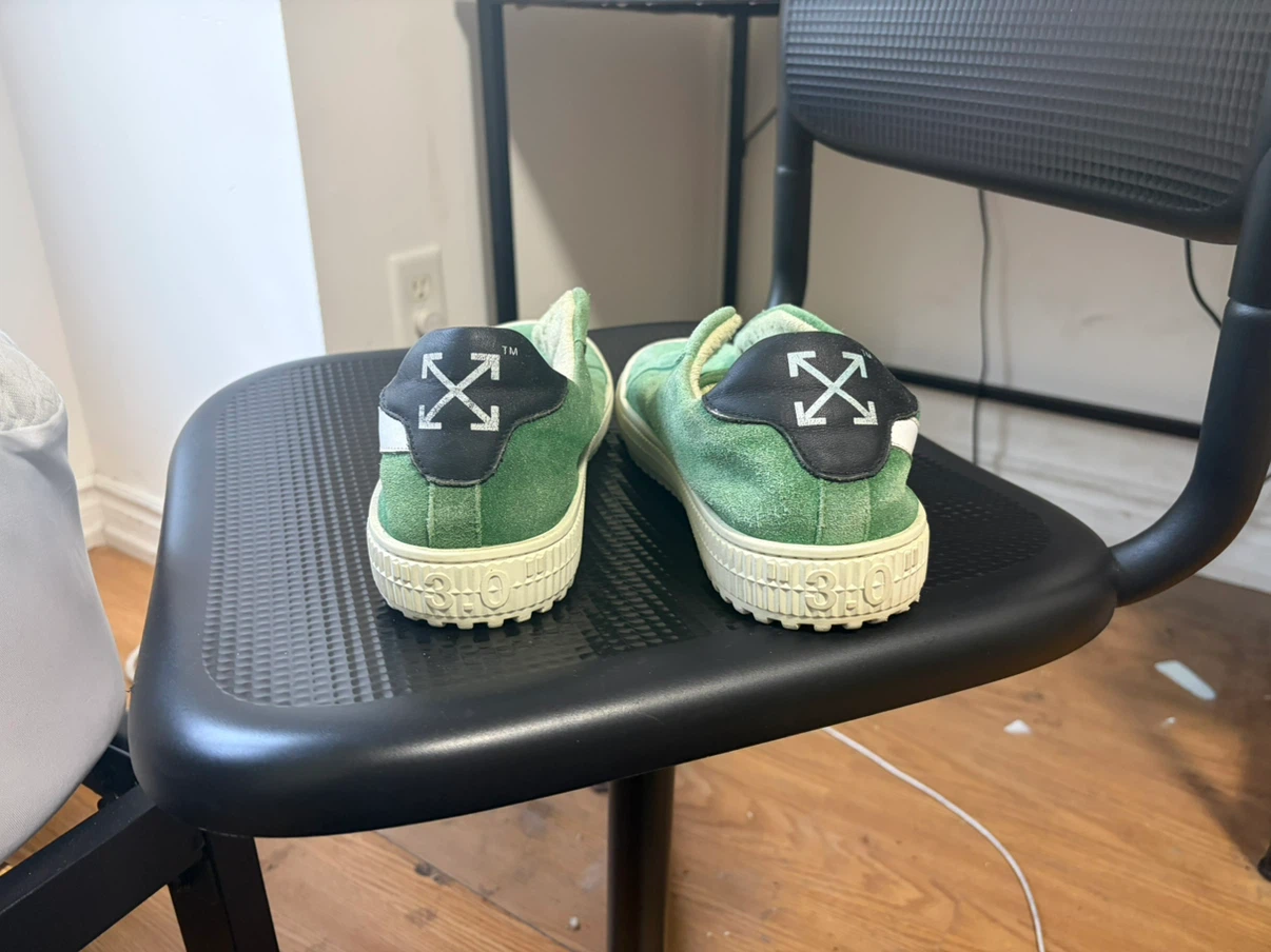Off-White Green Suede Low Top Sneakers - photo 3