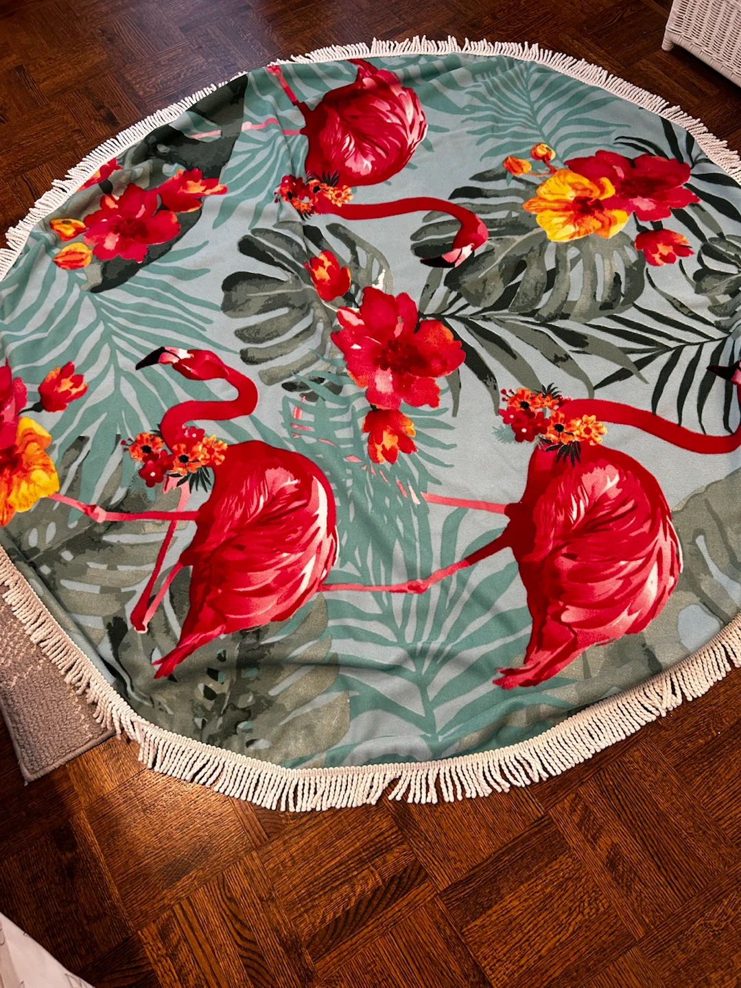 Round Beach Towel with Flamingo and Ballerina Design - photo 2