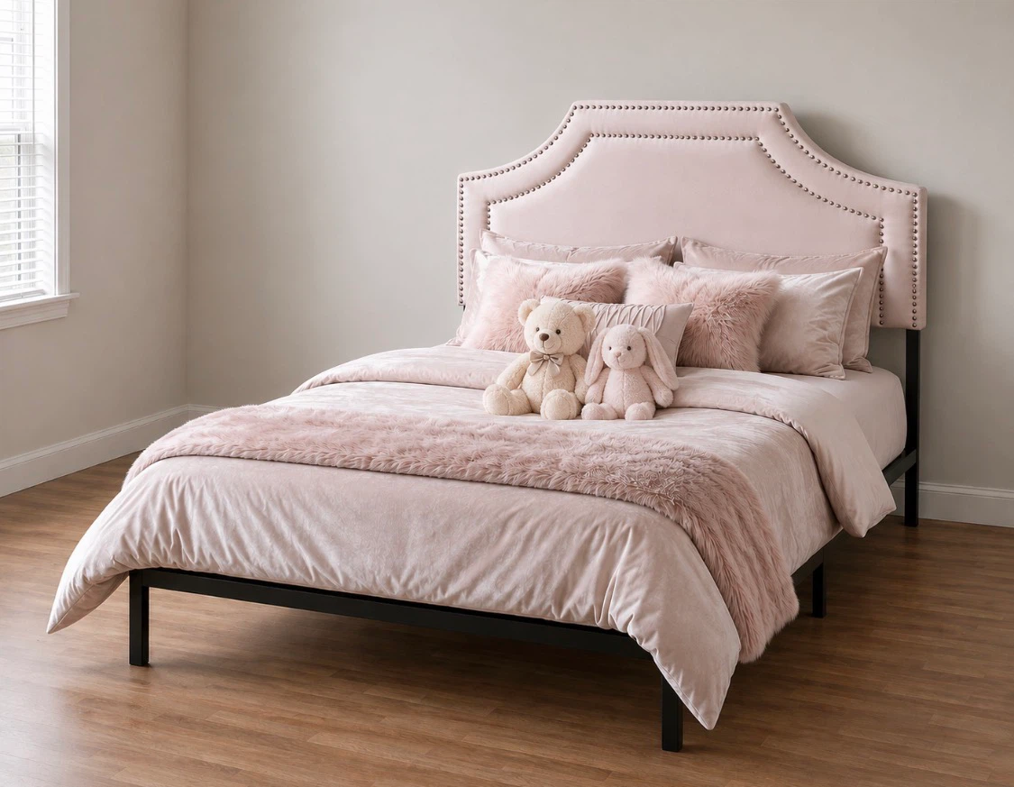 New Queen Size Pink Upholstered Headboard