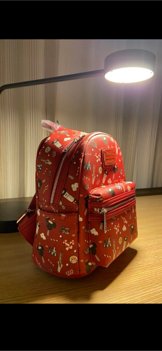 Disney Loungefly Red Holiday Iconic Prints Mini Backpack