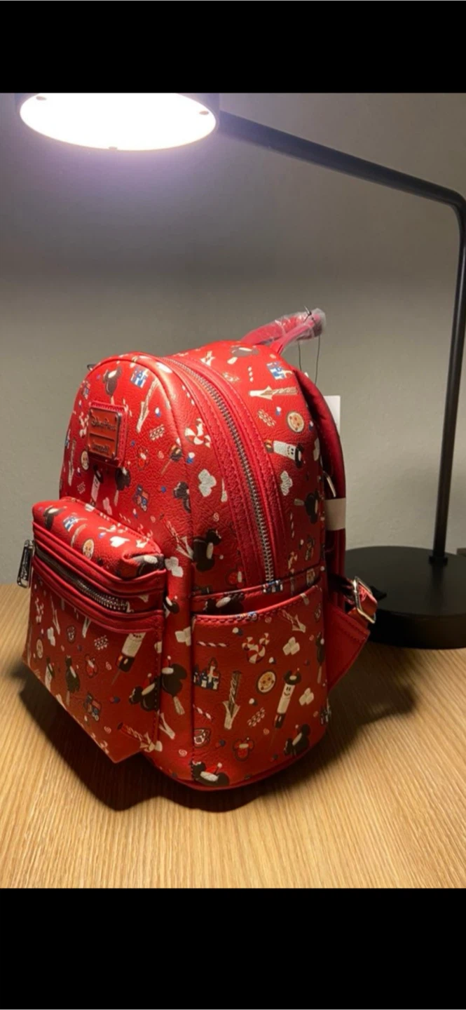 Disney Loungefly Red Holiday Iconic Prints Mini Backpack - photo 2