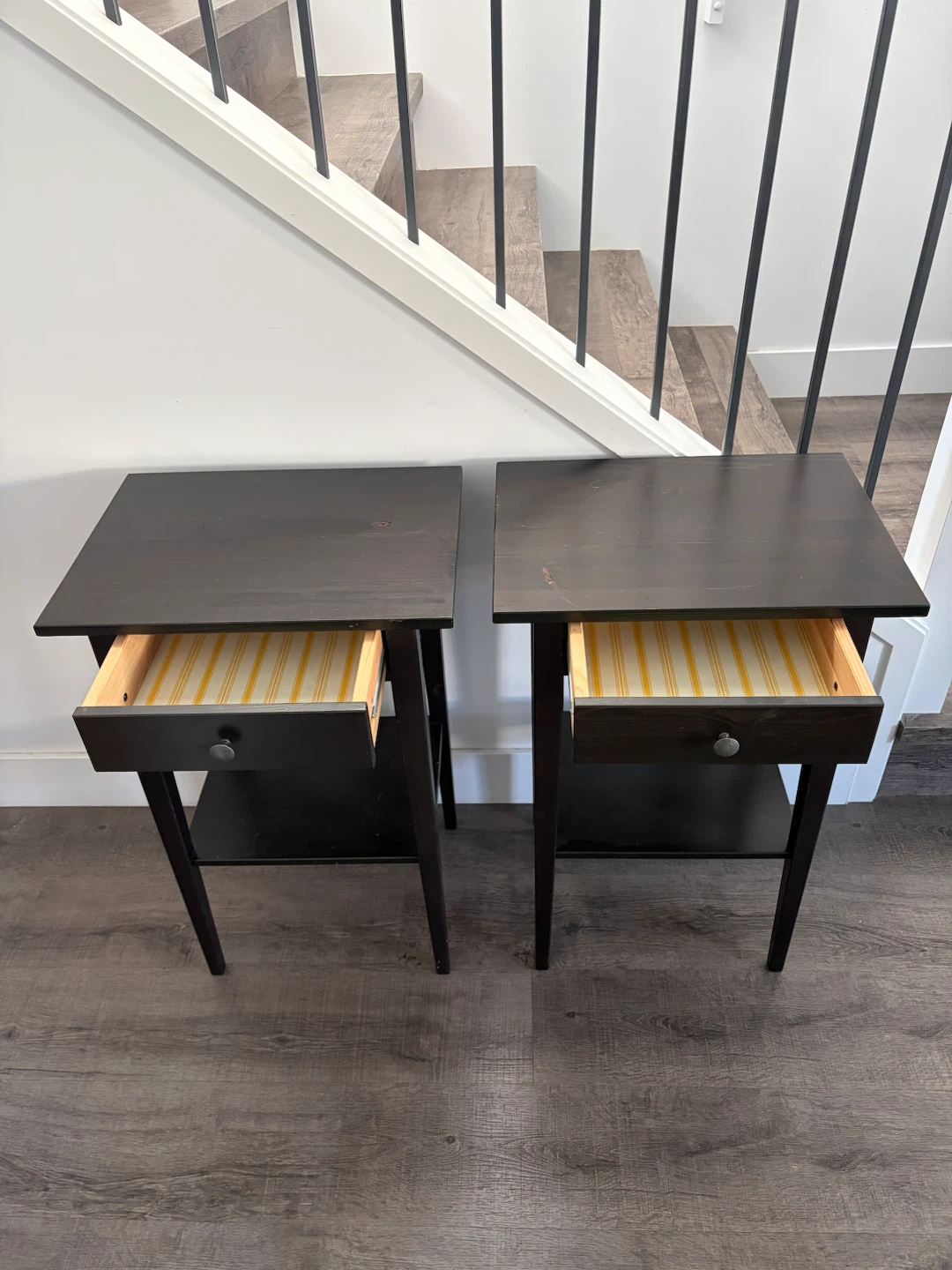 pair of IKEA wooden nightstands in black brown - photo 2