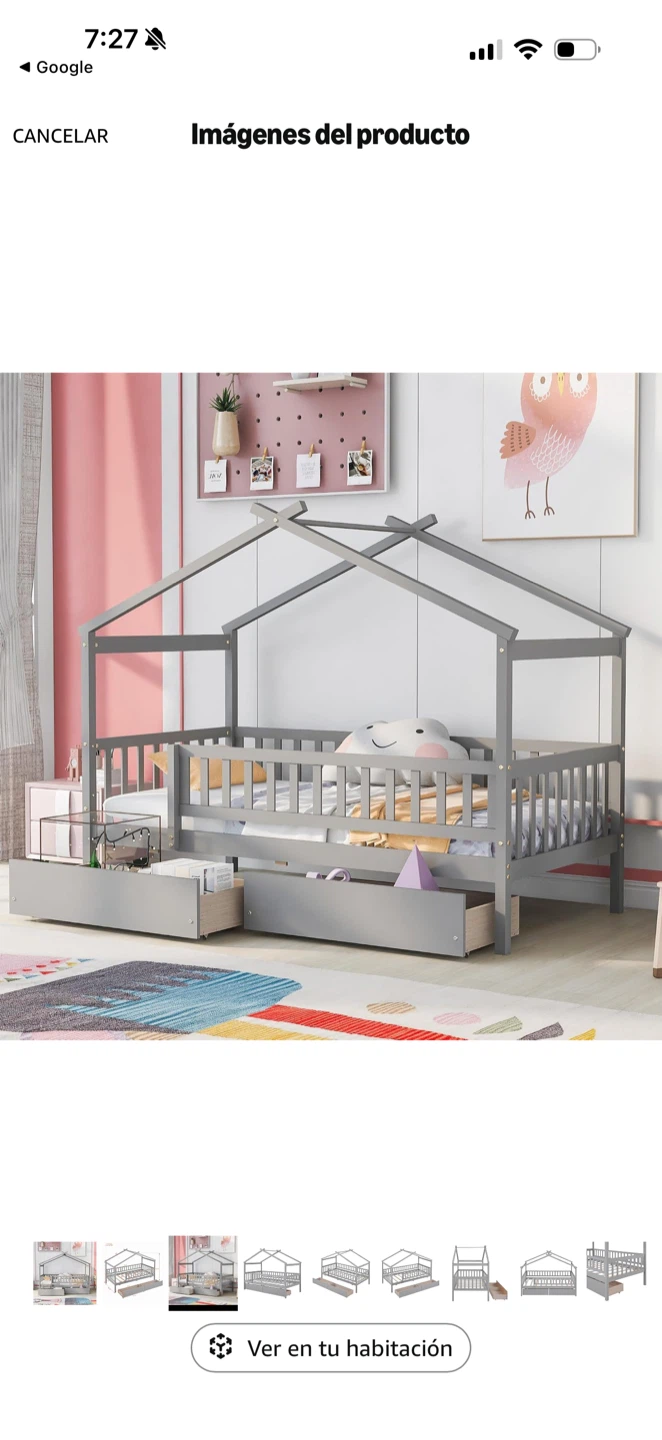 Gray House Bed Frame with Drawers twinxl