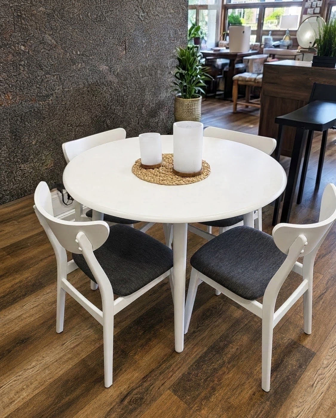 New Solid Wood White Round Kitchen Dining Set - photo 2