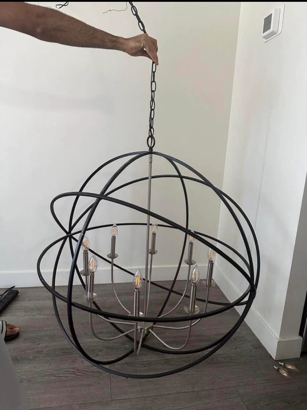 Large Metal Orb Chandelier with lamps - photo 2