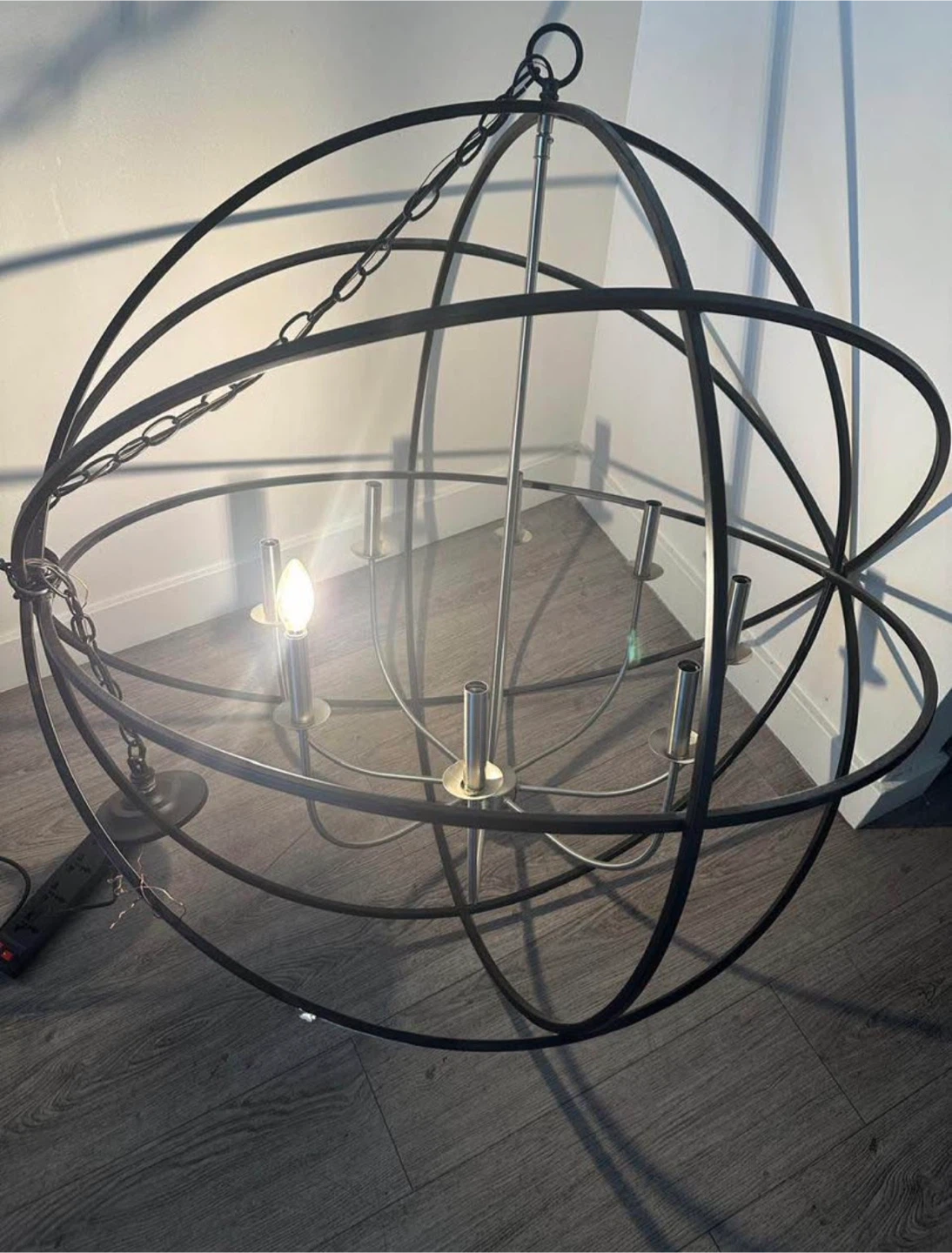 Large Metal Orb Chandelier with lamps - photo 3