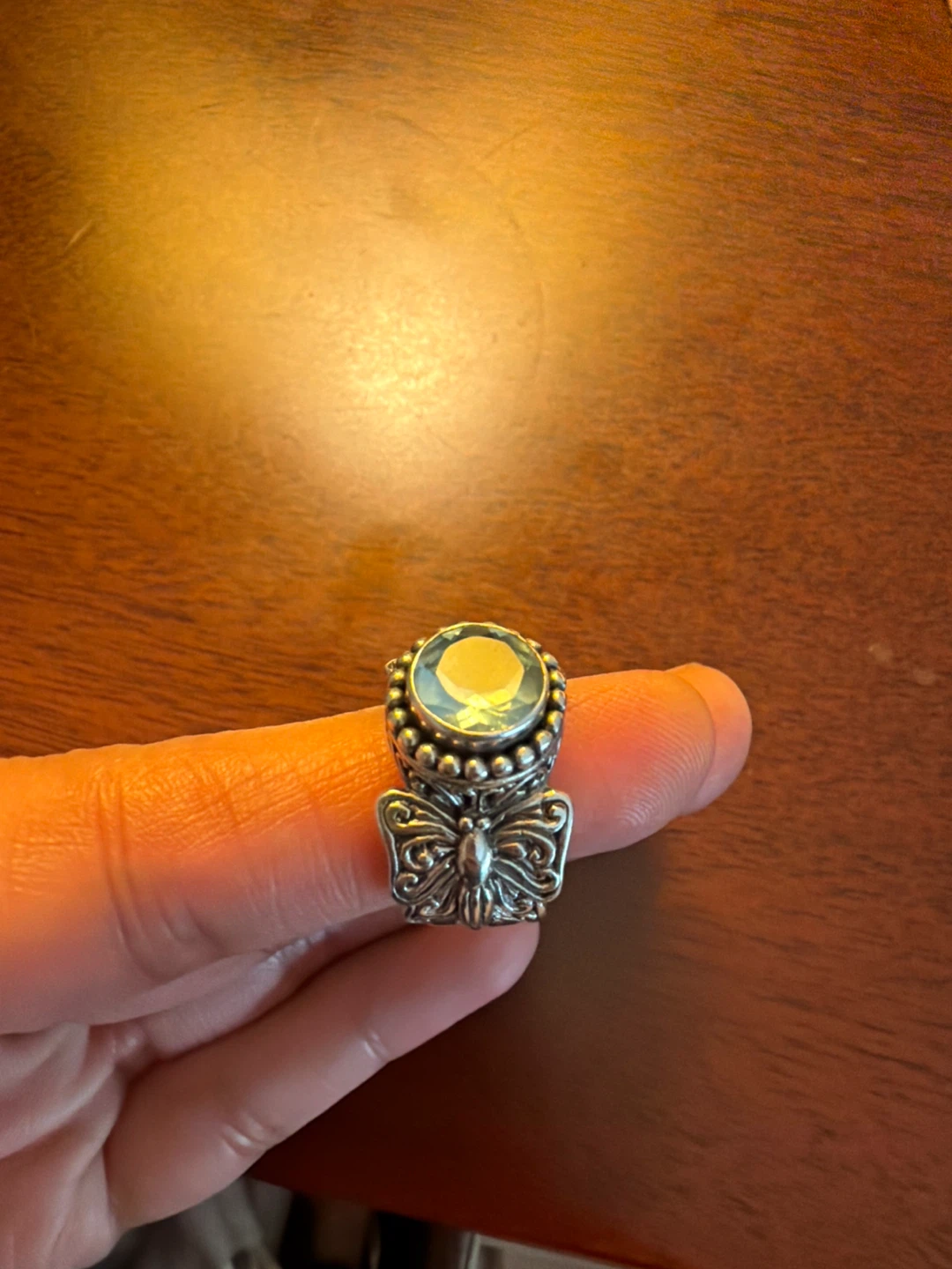 Sterling Silver Butterfly Ring with Blue Gemstone - photo 5