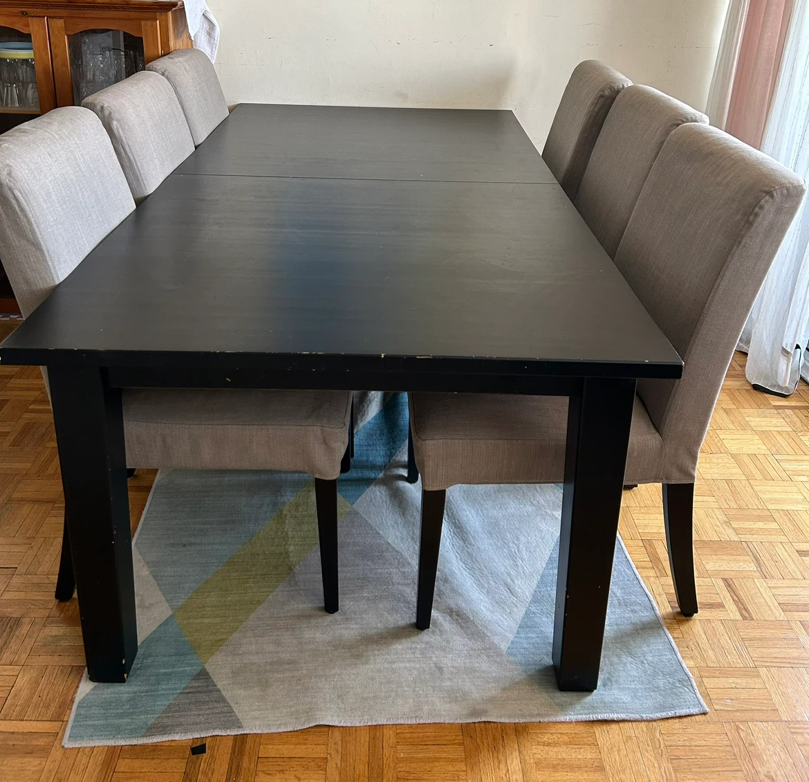 Black Extendable Dining Table with 6 chairs - photo 2