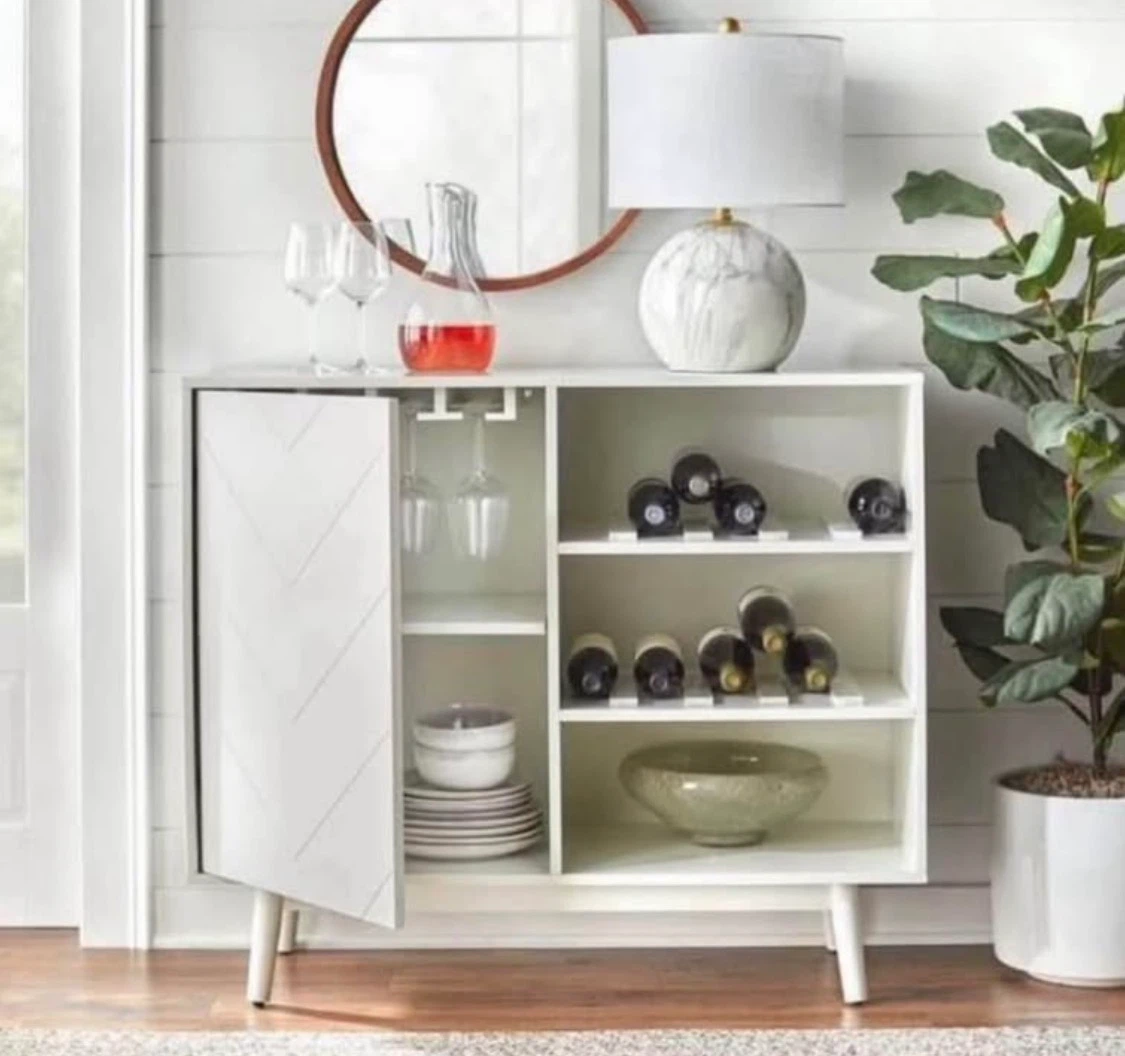 New White Storage Buffet Server Cabinet Mid Century Modern - photo 4