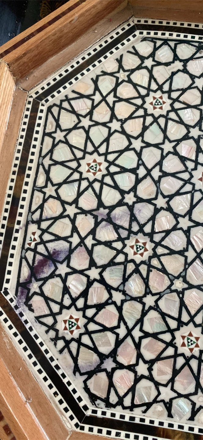 Mother of Pearl Inlay Oriental Wooden Tray - photo 3