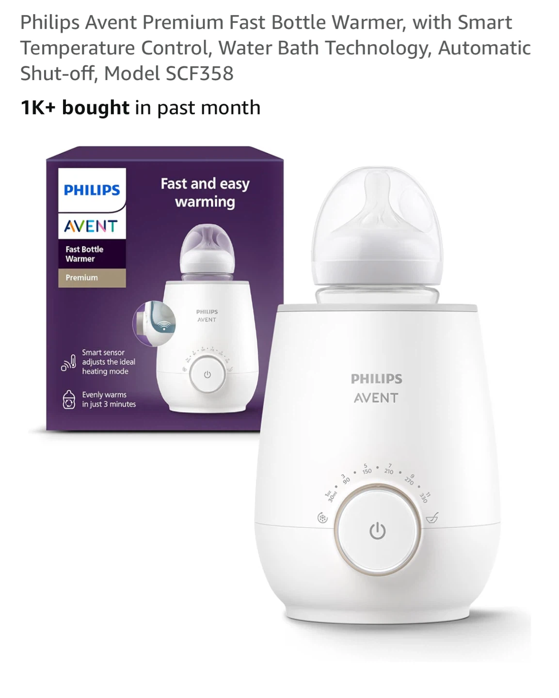 Philips Avent Premium Fast Bottle Warmer SCF358