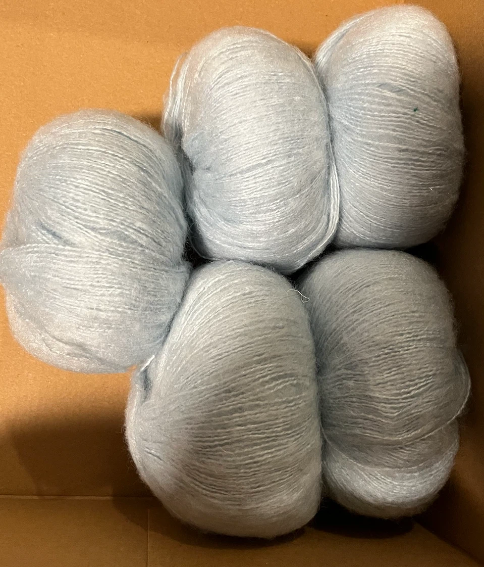 Light Blue Mohair Yarn - 5 Skeins